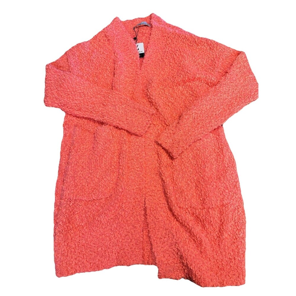 NWT Michelle Mae Women’s Size Small Long Sleeve Cardigan Duster Neon Orange-Pink